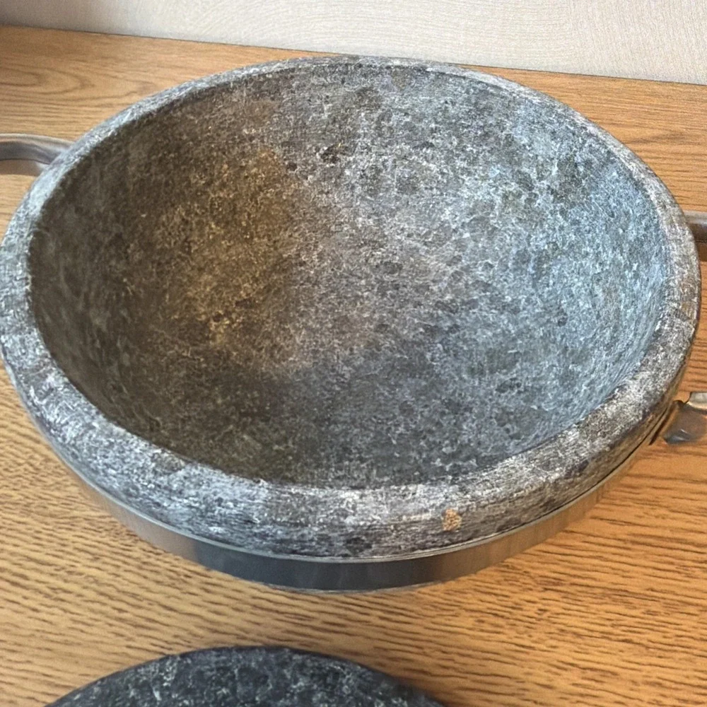 Korean Stone Gopdol Hot Pot Ttukbaegi w/ Lid Bibimbap With Handles